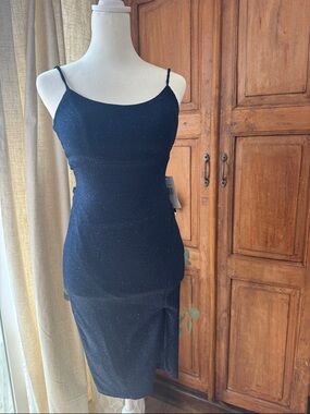 Sparkle Navy Slip Dress with Spaghetti Straps